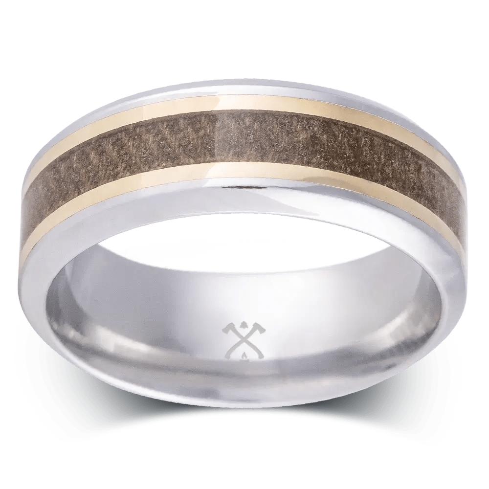 Cobalt Chrome with World War 1 U.S. Uniform and Brass - Men's Wedding Rings - Manly Bands