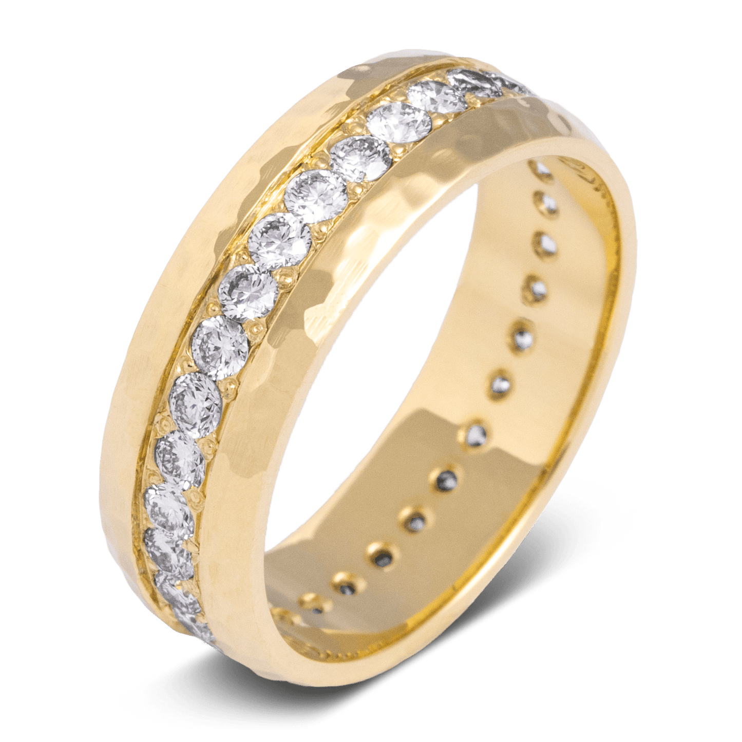 The Count. Mens gold wedding band made with yellow gold and white diamonds