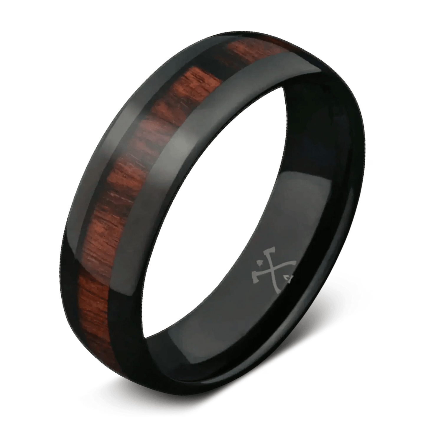 The Cowboy - Black plated tungsten and koa wood - mens wedding bands