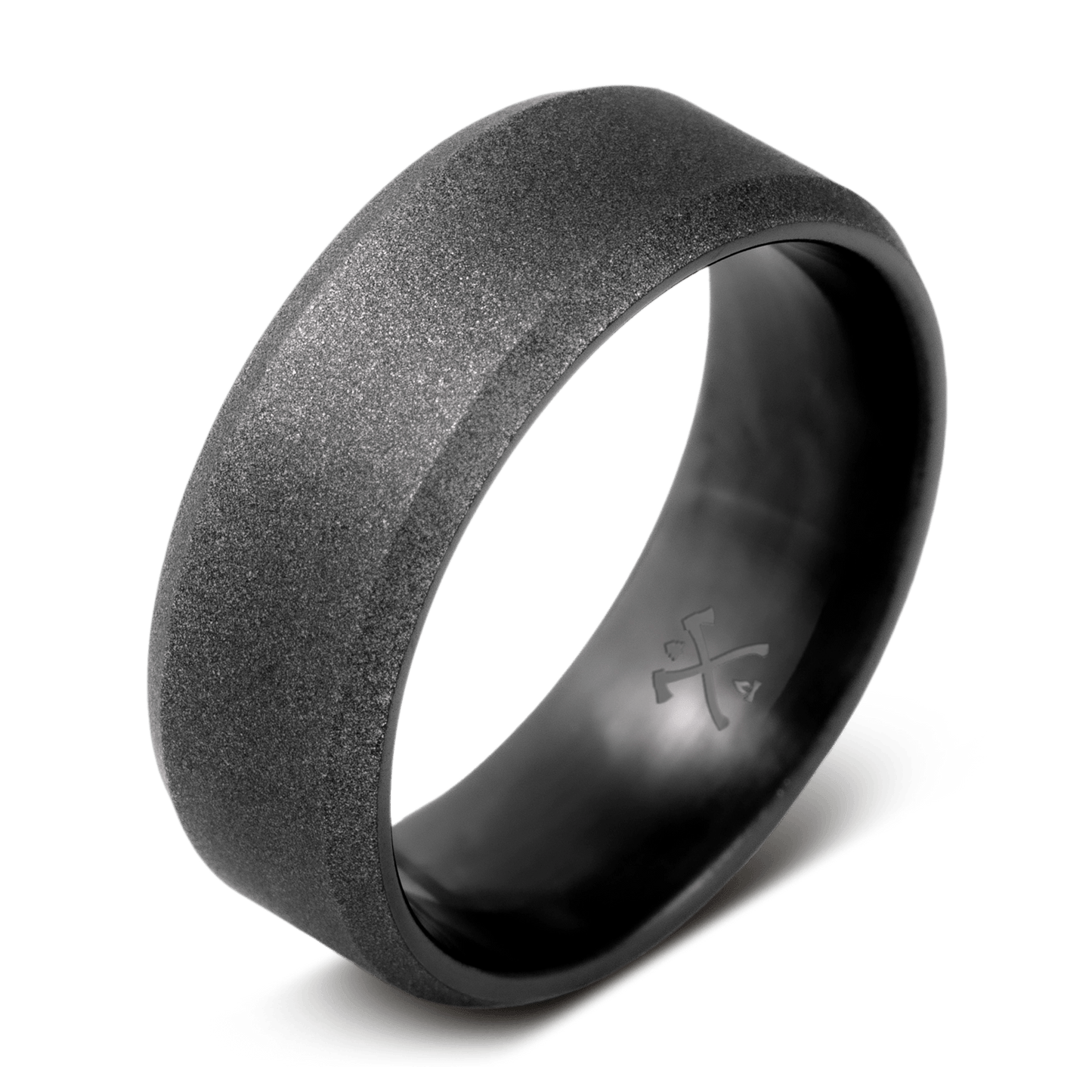 The Galaxy. Black ring for men made with black ceramic and gray cerakote 