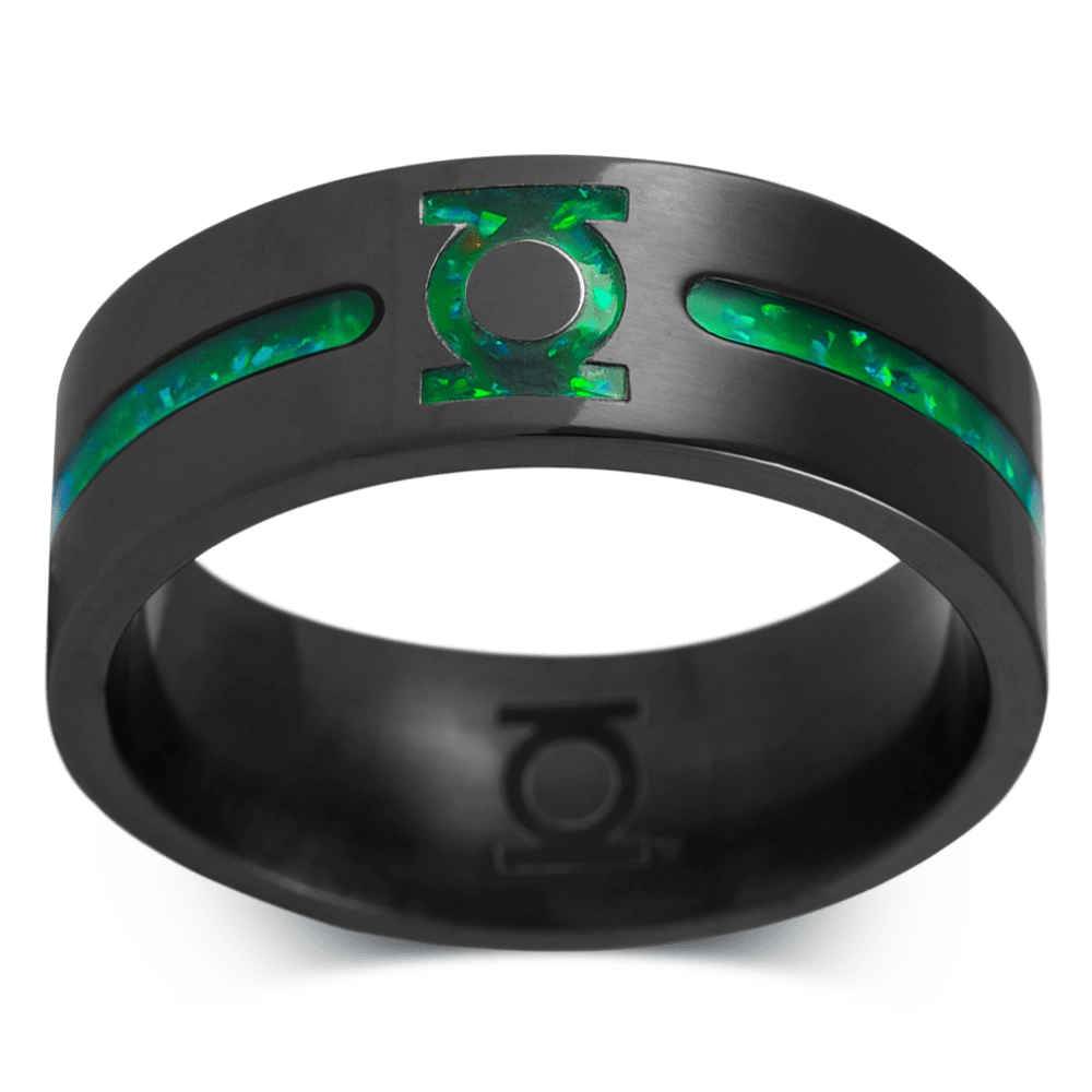 Green Lantern Symbol Stainless Steel Ring-Size 10