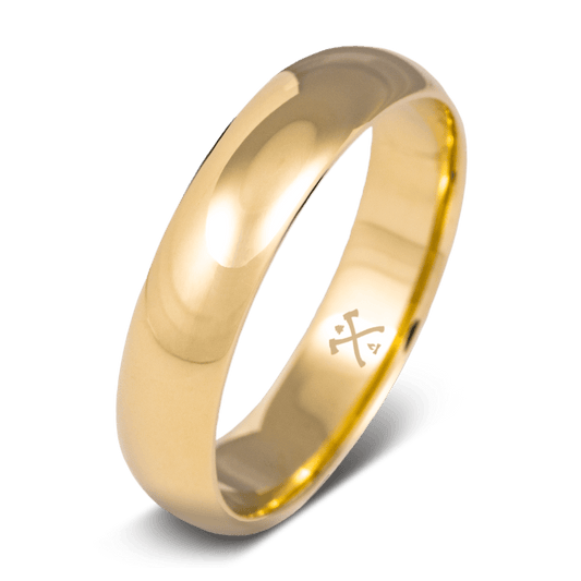 The Knight. Mens gold wedding band made of yellow gold 6mm wide