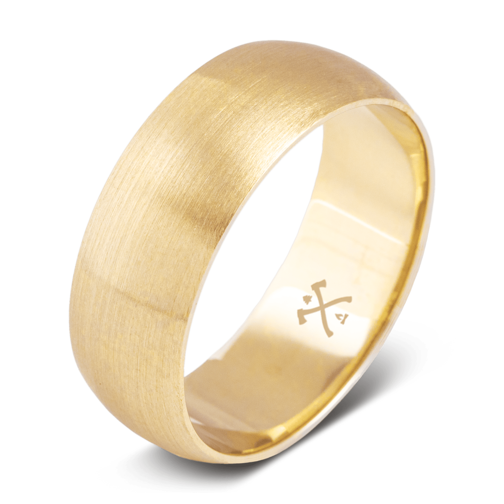 The Mr. Interesting mens gold wedding band made with yellow gold 8mm