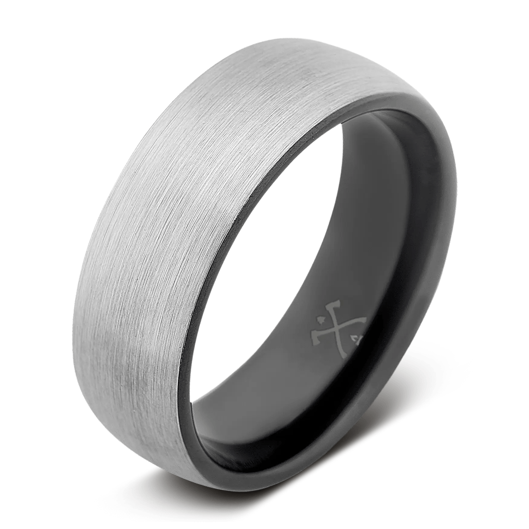 The Rockstar. black ring for men made with tungsten on the outside and black plating on the inside.