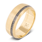 The Zeus. Mens gold wedding band made with yellow gold and offset crushed diamonds 8mm