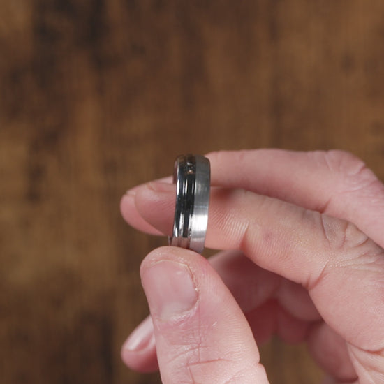 Trying on a Tungsten Men's Wedding Ring - Manly Bands